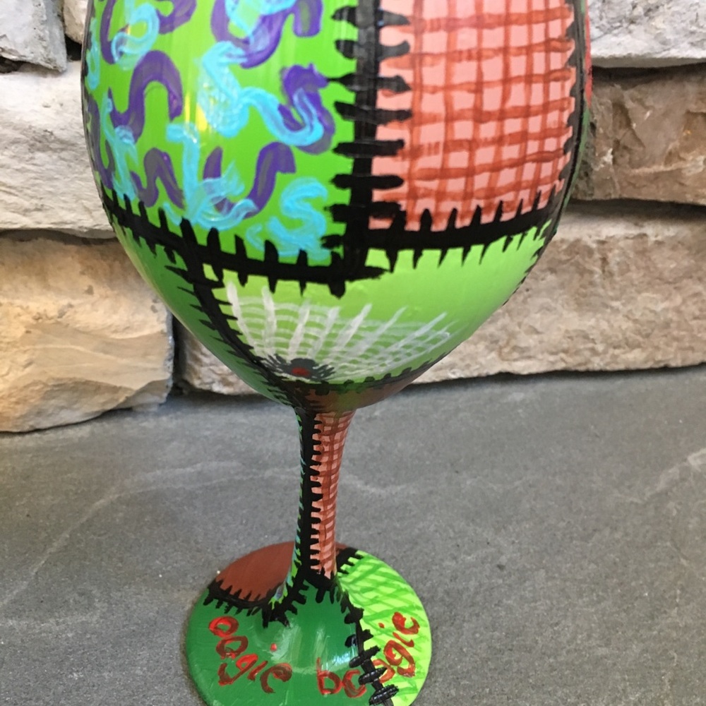 Hand Painted Wine Glass